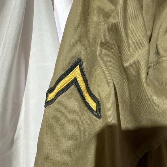 VTG 50s US Army Khaki Cotton Twill Uniform Shirt Size 16x32 1957 21st Army Corps - Picture 2 of 6